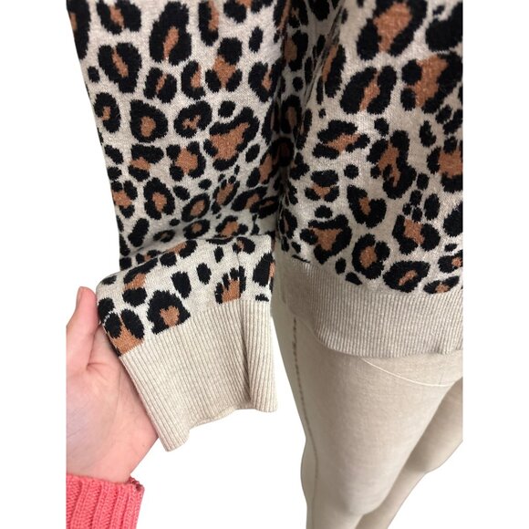 A.n.d Leopard Print Button Cardigan Womens L 100% Cotton Made In China - Picture 3 of 11